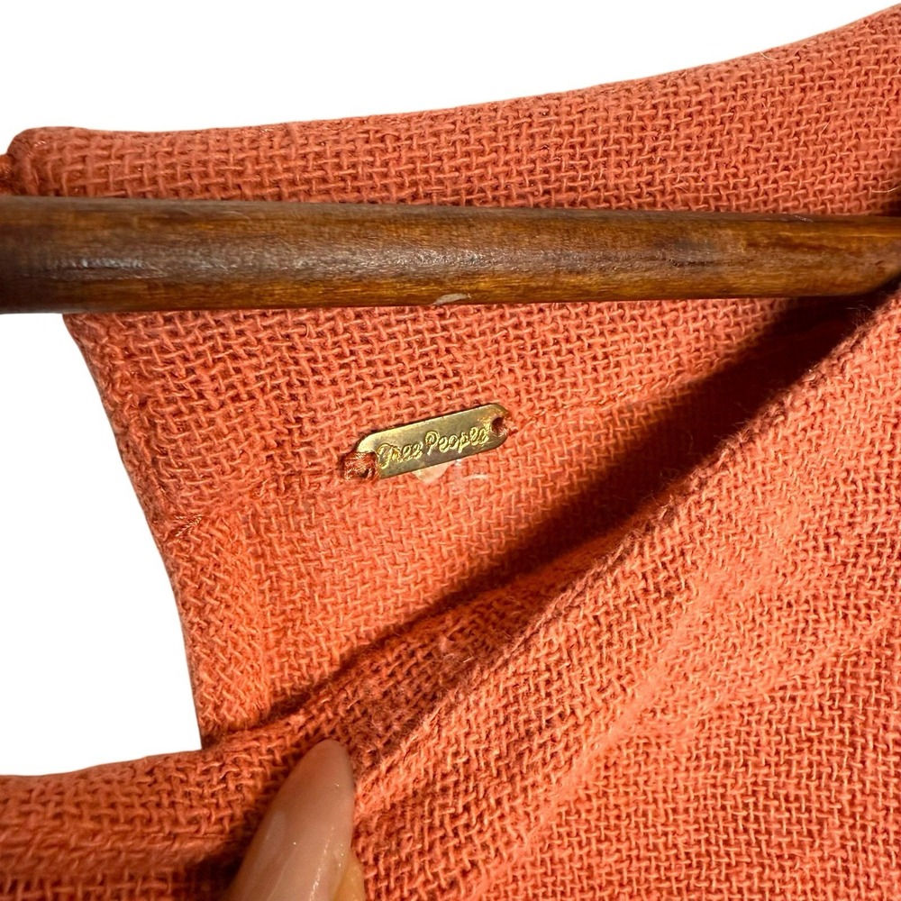Free People Gauze Mesh Tunic Dress Oversized Cinnamon Orange Top L Boho - Picture 5 of 11